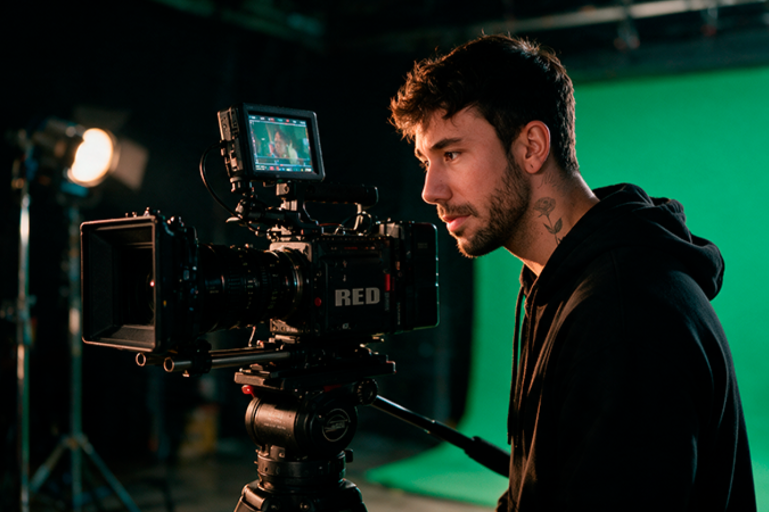Alex Aragón durante un rodaje audiovisual